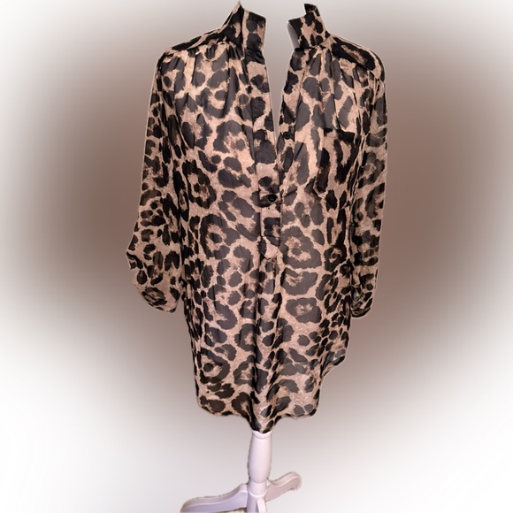 Kate Collection Tops - Women’s leopard print sheer blouse
